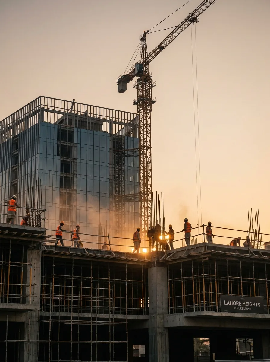 Site at golden hour, Karachi